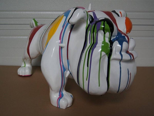 DHC84B Funny Hond Engelse bulldog wit multicolor polyester résine 35X70 CM