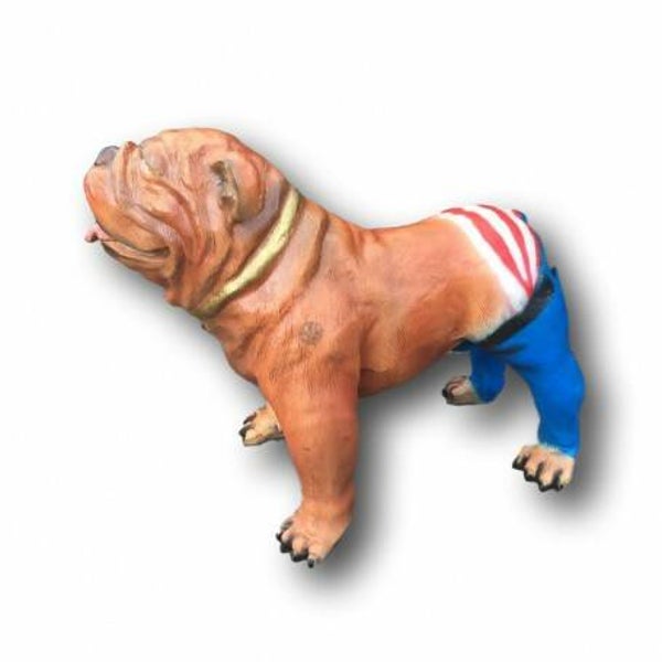 Engelse funny  bulldog hond met jeans broek polyester résine 60 x 90 cm