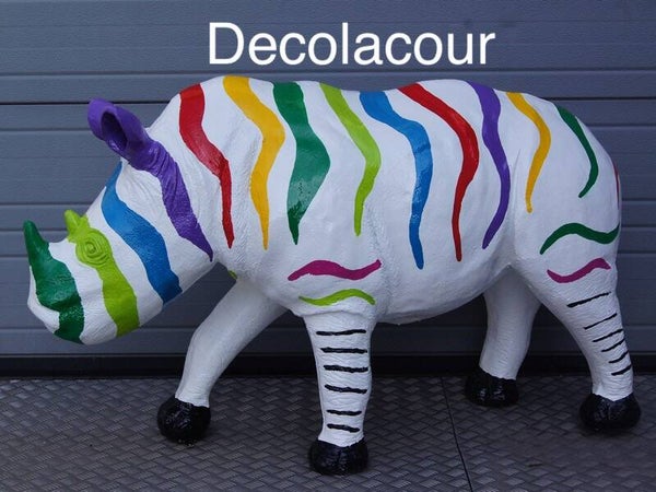 A1489 G4a jungle neushoorn polyester résine multicolore zébra wit 145 cm