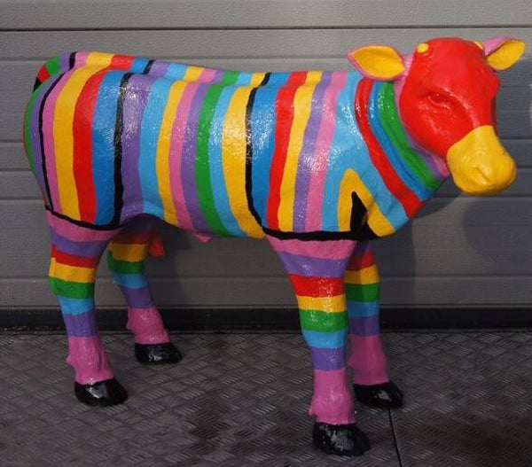 DHD A707 K31d Koe staand multicolor streep polyester résine 70 cm