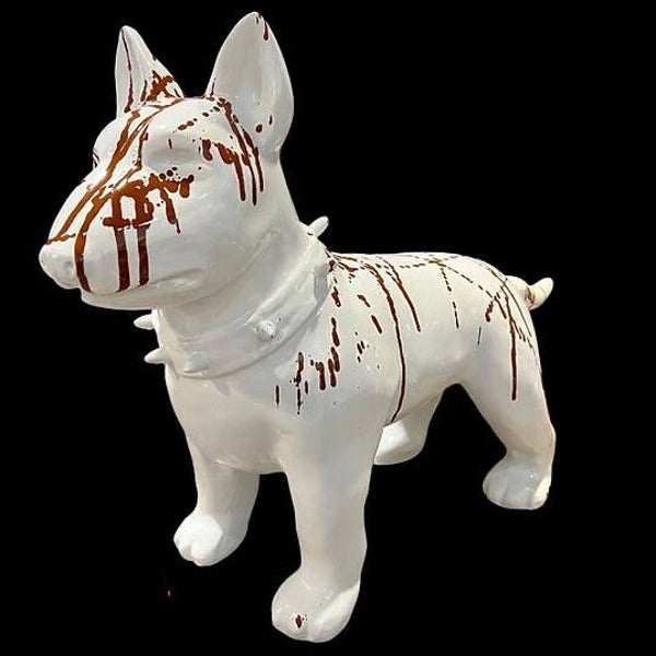 DHC54 Hond Bulterrië rood wit zwart multicolor polyester résine 115 cm