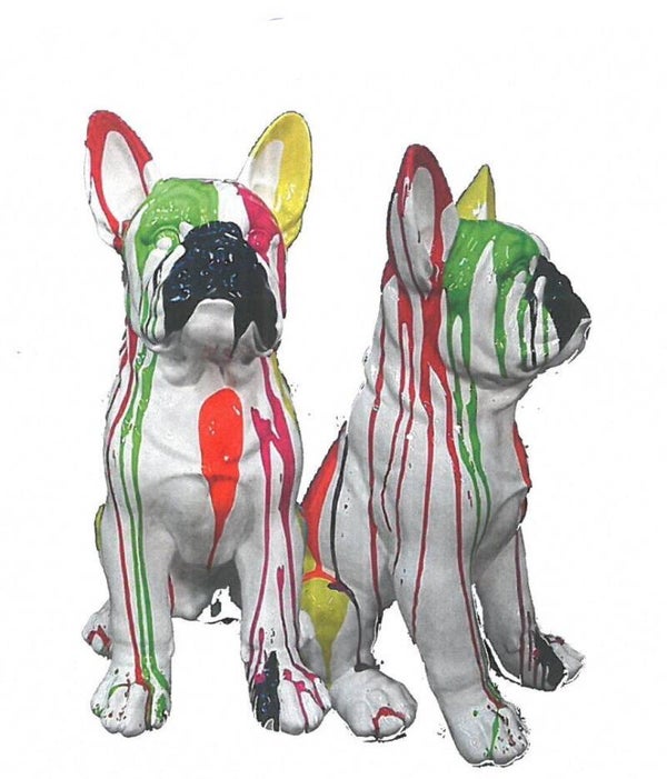 DHC93b XXXL Hond France bulldog zit wit of zwart multicolore polyester résine 250 cm