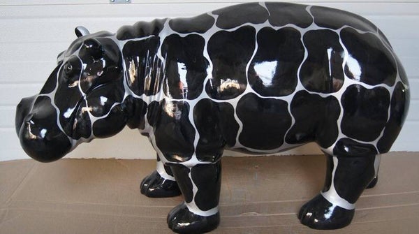 G56m Jungle nijlpaard multicolore Zwart zilver polyester résine 45 x 100 cm