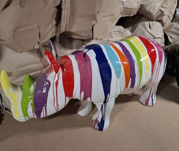 A797 Jungle  Neushoorn wit  multicolor drop 45 x  100 cm