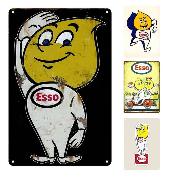 Vintage Retro Metal Esso Oil Drop Sign Car Bike Workshop Garage Schuur Man Cave,