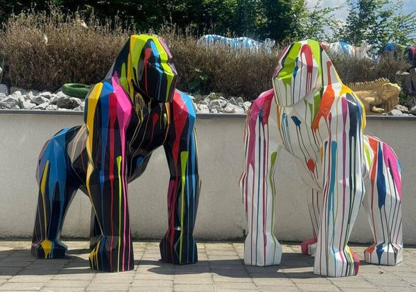 A1815 Jungle gorilla aap origami wit of zwart  multicolor drop  polyester résine 130 X 100 X 85 CM