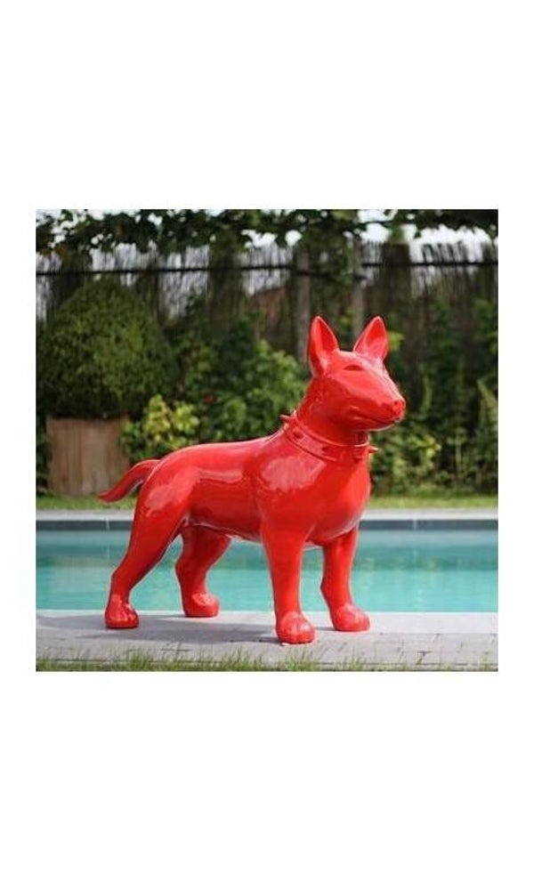 DHC54 Hond bulterriër rood polyester résine wit 115 cm