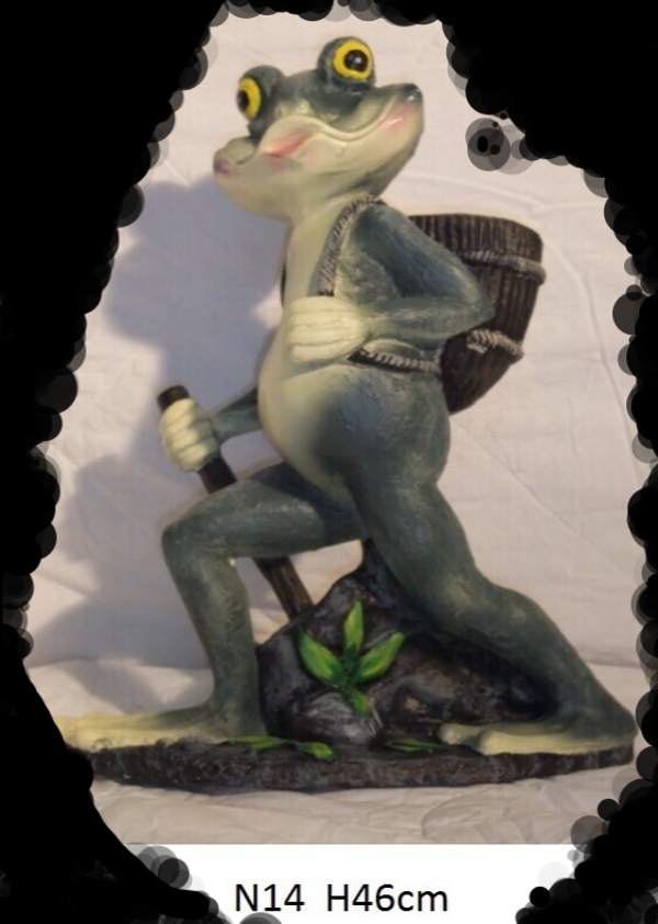 Reptil N14 Funny kikker met mand op rug 46 cm