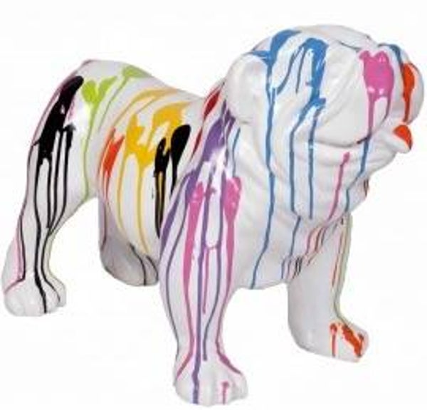 DHC59B Hond Engelse bulldog wit multicolor extra glad polyester résine 45 x 58 cm