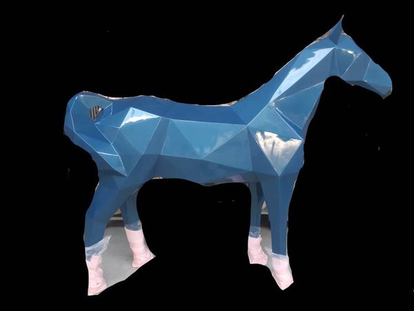 Levensgroot paard origami blauw rood zwart orange groen 225 cm