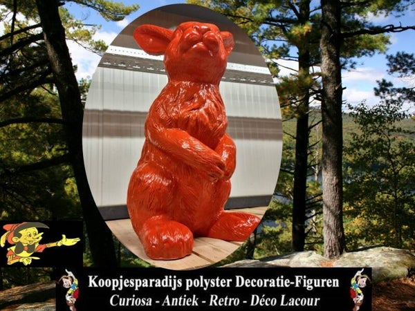 Konijn zit rood polyester résine 115 cm