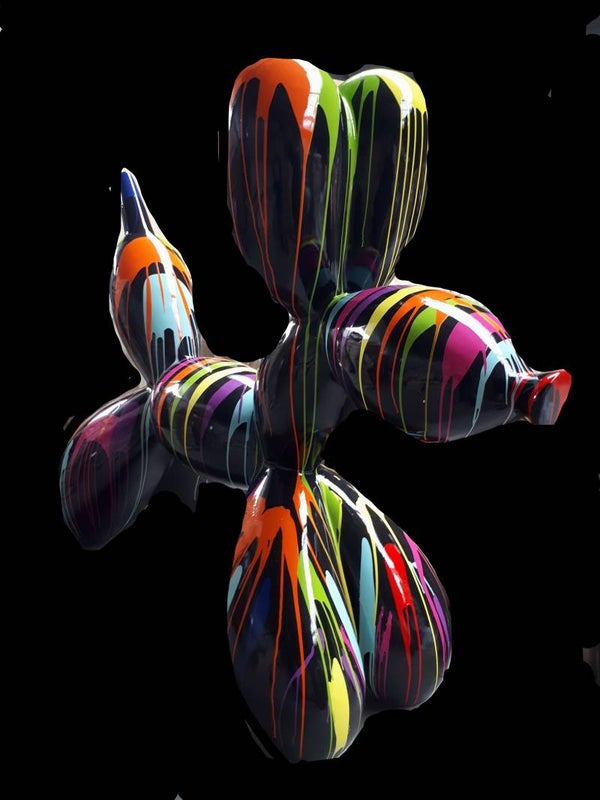 DHC73R Reuze Mega Funny ballon hond zwart of wit  multicolore drop 204 x 80 x 170 cm