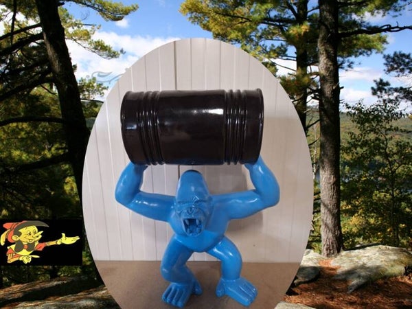 BLAUWE AGRESIVE GORILLA AAP MET TON  65 CM