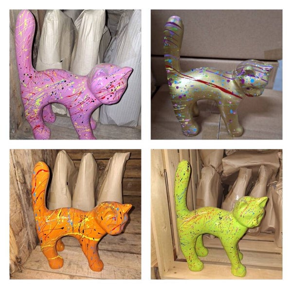 DPCR3 Parijse kat multicolor splech polyester résine 45cm