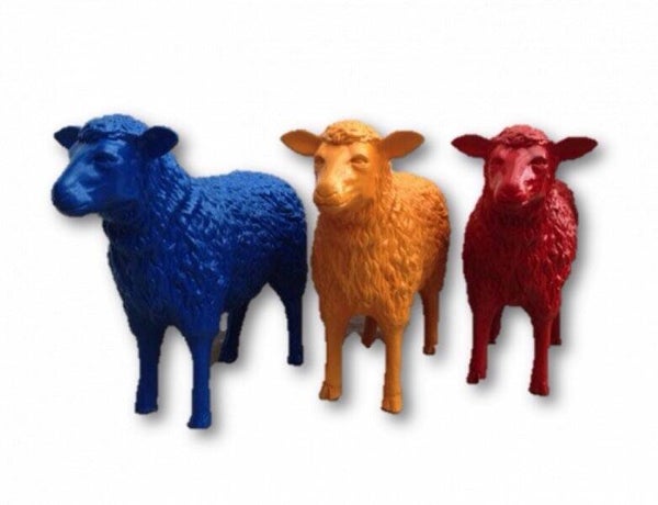 DHD A1381 schaap staand gekleurd polyester résine 60 cm