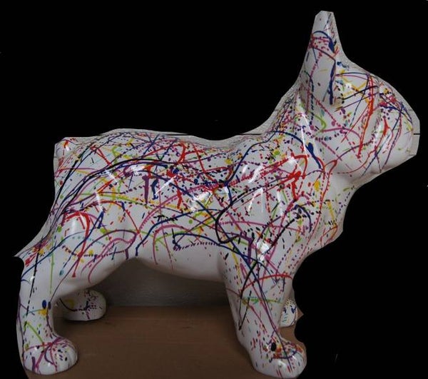 DHC57i hond  France buldog wit multicolore spin polyester résine 30 x 40 cm