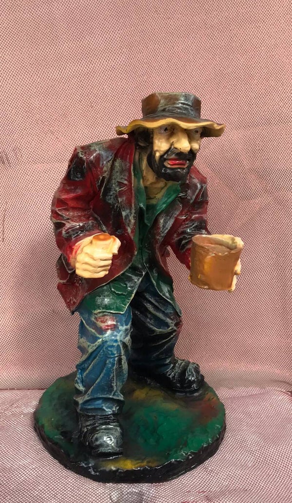 Bedelaar met potje polyester résine 50 cm