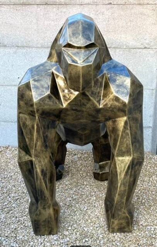 A1815 Jungle gorilla aap origami antiek goud  polyester résine 130 X 100 X 85 CM