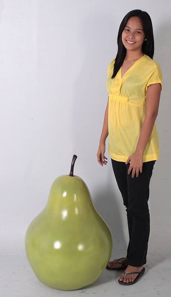 Horeca decoratie Peer geel polyester résine 50 cm