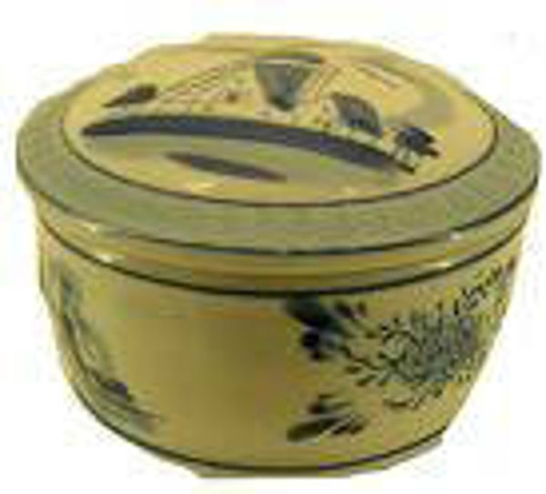 Aller gaande potjes Delfts voor doopsuikers of pralines te vullen