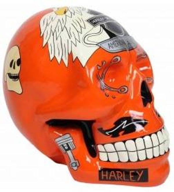 DH80 Funny moto schedel Harley orange 80 cm