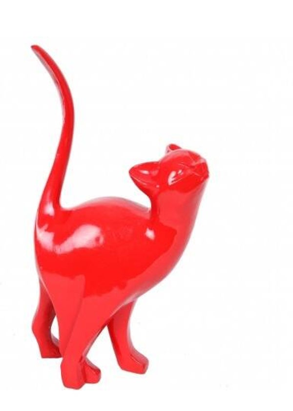 DPCR11B Funny kat staart in de lucht rood polyester résine 130CM