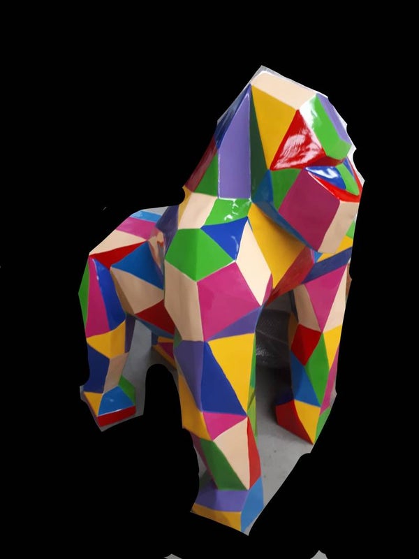 A1815 Jungle gorilla aap origami multicolor blok polyester résine 130 X 100 X 85 CM