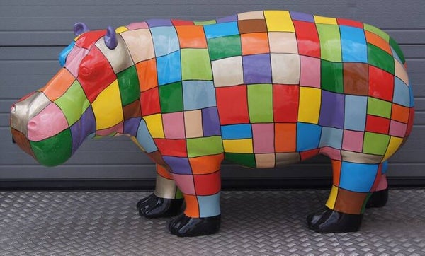 A1571 G1e jungle nijlpaard  polyester résine multicolore block 180 x110 cm