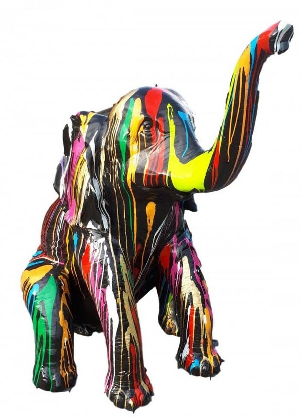 A1408 jungle olifant zit  multicolor drop polyester résine 144 x 136 cm