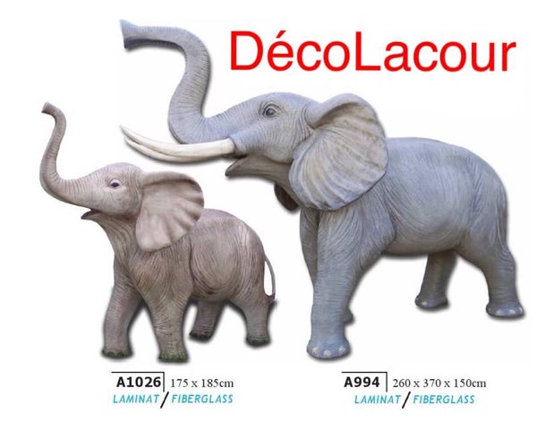 A994 Jungle olifant slurf omhoog polyester résine 260x370x150 cm