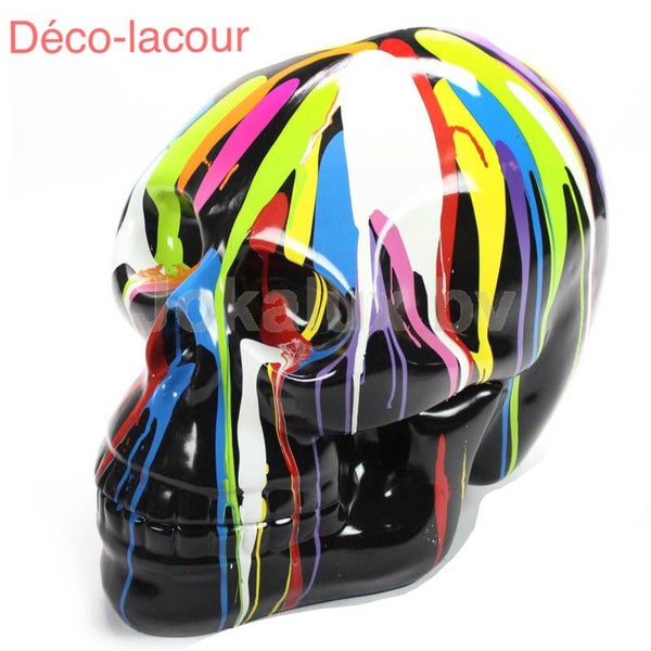 STP80 Funny schedel multicolor zwart polyester résine 80 cm