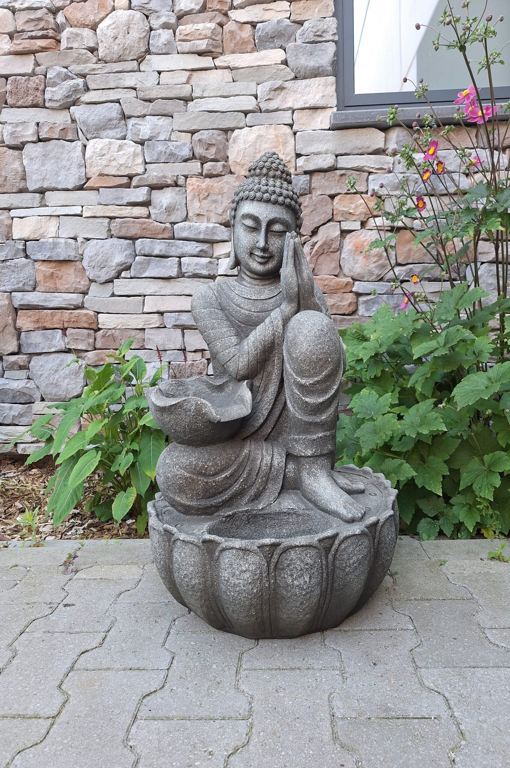 Boeddha polyester bid fontein 52 x 45 x 82cm