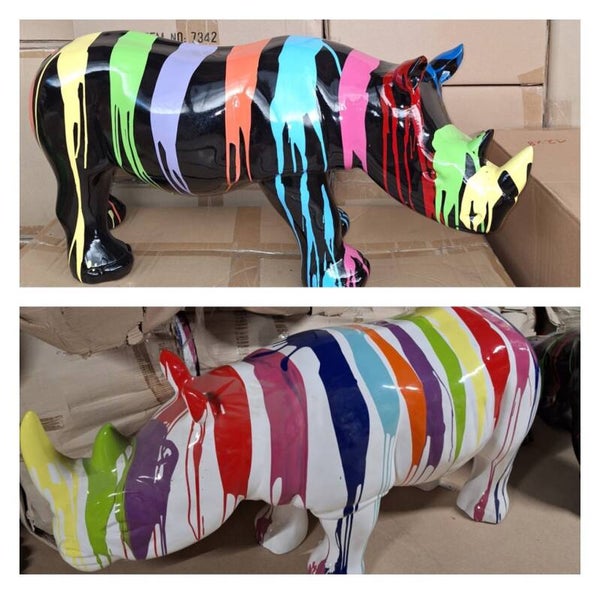 A797 Jungle  Neushoorn multicolor zwart drop 45 x  100 cm