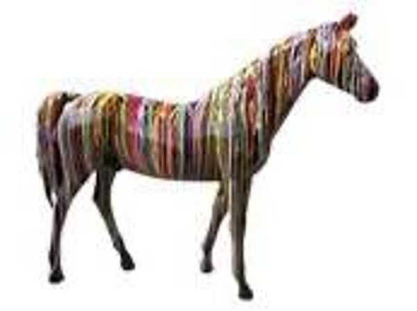 DHD A1711 Paard zwart multicolor drop polyester résine  204 x 230 cm