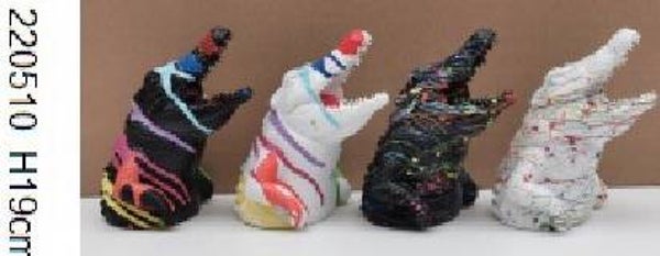 220510 Hars sculpture crocodile hooft 4 ass multicolor 19 cm verp 8