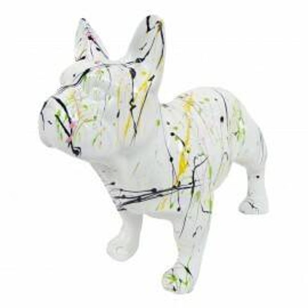 DHC57 hond France buldog zwart multicolor spin polyester résine 30 x 60 cm