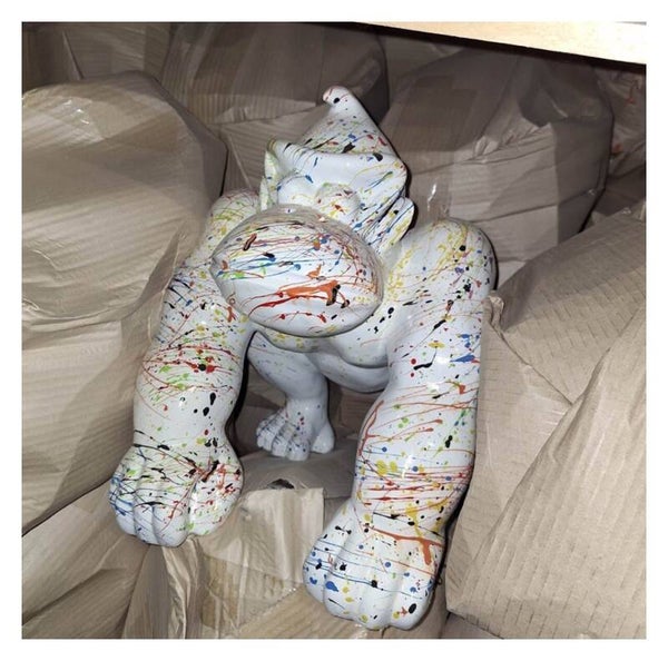 DG53 Jungle Gorilla aap multicolor wit of zwart spin op 4 poten  40 cm