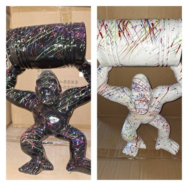 DAPT40 Gorille aap wit of zwart multicolor splash 40 cm verp 3