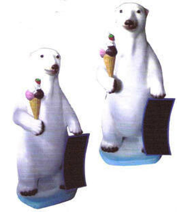 DHW77 Horeca Ijsbeer creem bord  polyester résine 140 CM