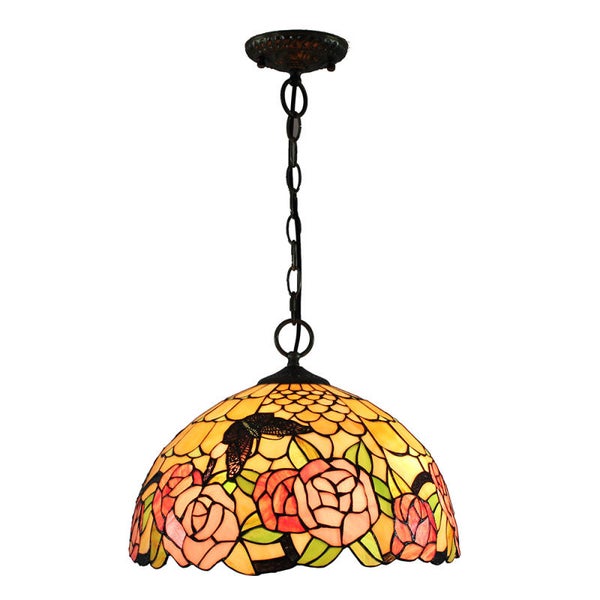 PL160017-16 Hang Tiffany vlinder met bloemen 50 x 25 cm