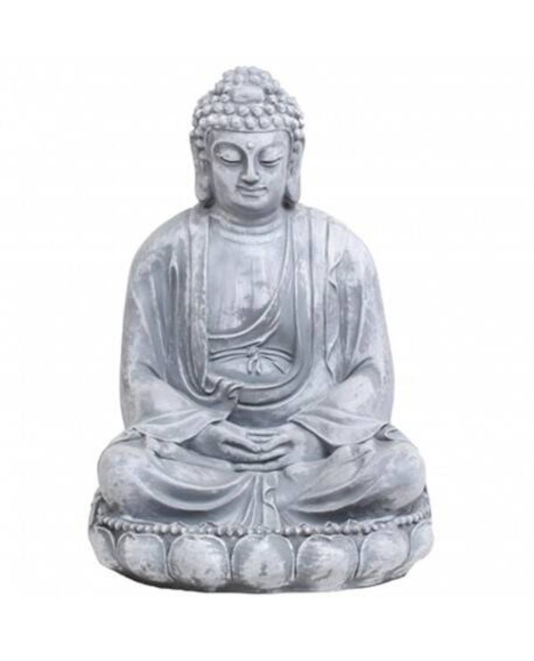 Curiosa Buddha zit steenkleur polyester résine 60 cm