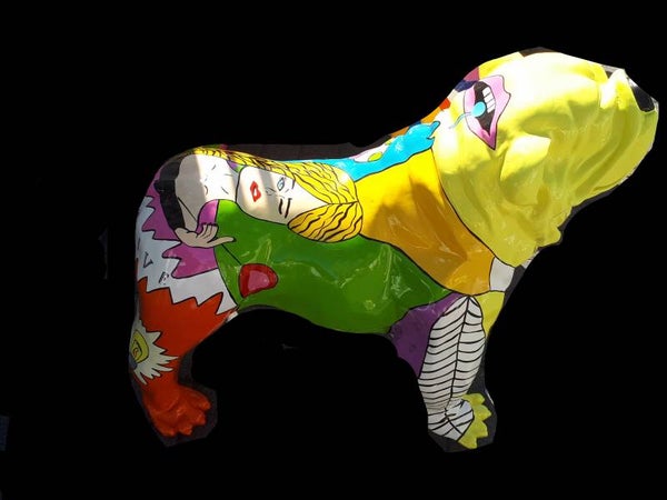 Az206c Hond Engelse bulldog  multiDécor polyester résine 60 x 90 cm
