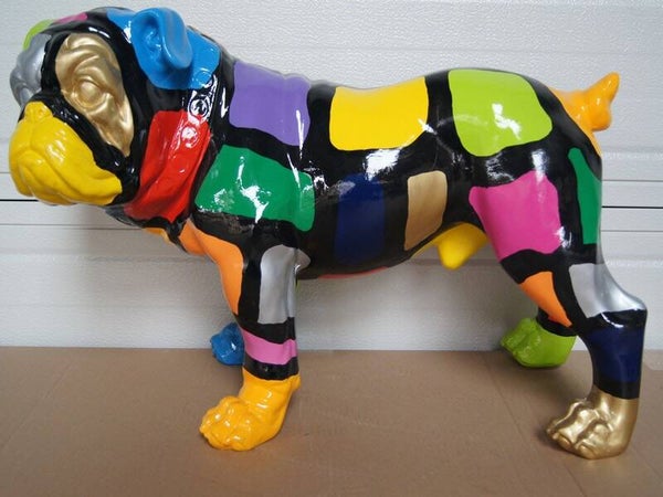 DHC60Gz Hond Engelse bulldog hond polyester résine multicolor blok 35 x 60 cm