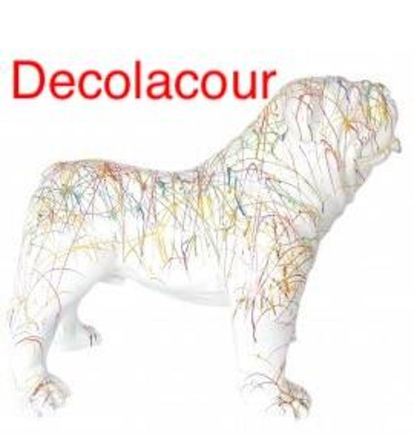 Az206 Hond Engelse bulldog rood extra glad polyester résine 60 x 90 cm