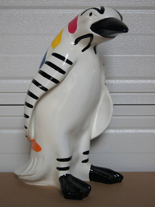 Q5d pluim pinguïn polyester résine multicolore zebra 40 cm