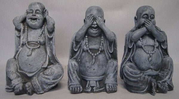 DK80 set van 3 Boeddha HZZ polyester résine 22 cm