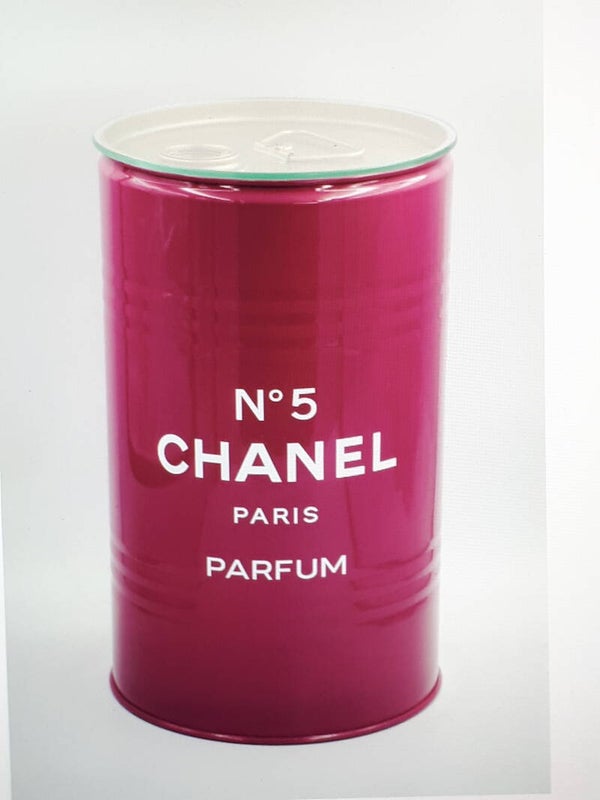 Metaal vat Chanel Paris met glas blad 60 x 35 cm