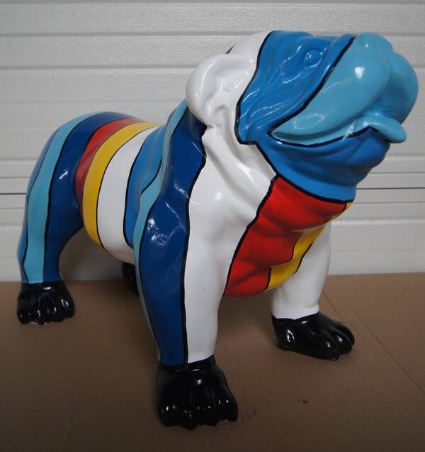 AZ206 Hond Engelse bulldog wit multicolor block polyester résine 60 x 90 cm