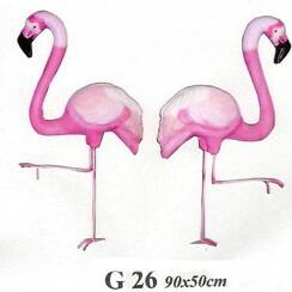 G26 Flamingo roze op metaal voet  polyester résine 90 X 50 CM
