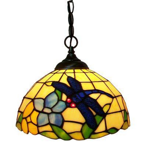 PL120002-12 dragonfly tiffany pendant light fine art lamp 30 x 25 cm